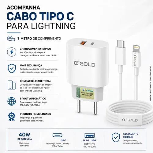 Kit carregador 40w turbo a'Gold - Foto 3