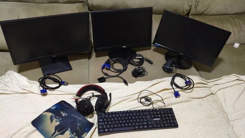 ? KIT 3 MONITORES + TECLADO + HEADSET + CABOS  - Foto 2