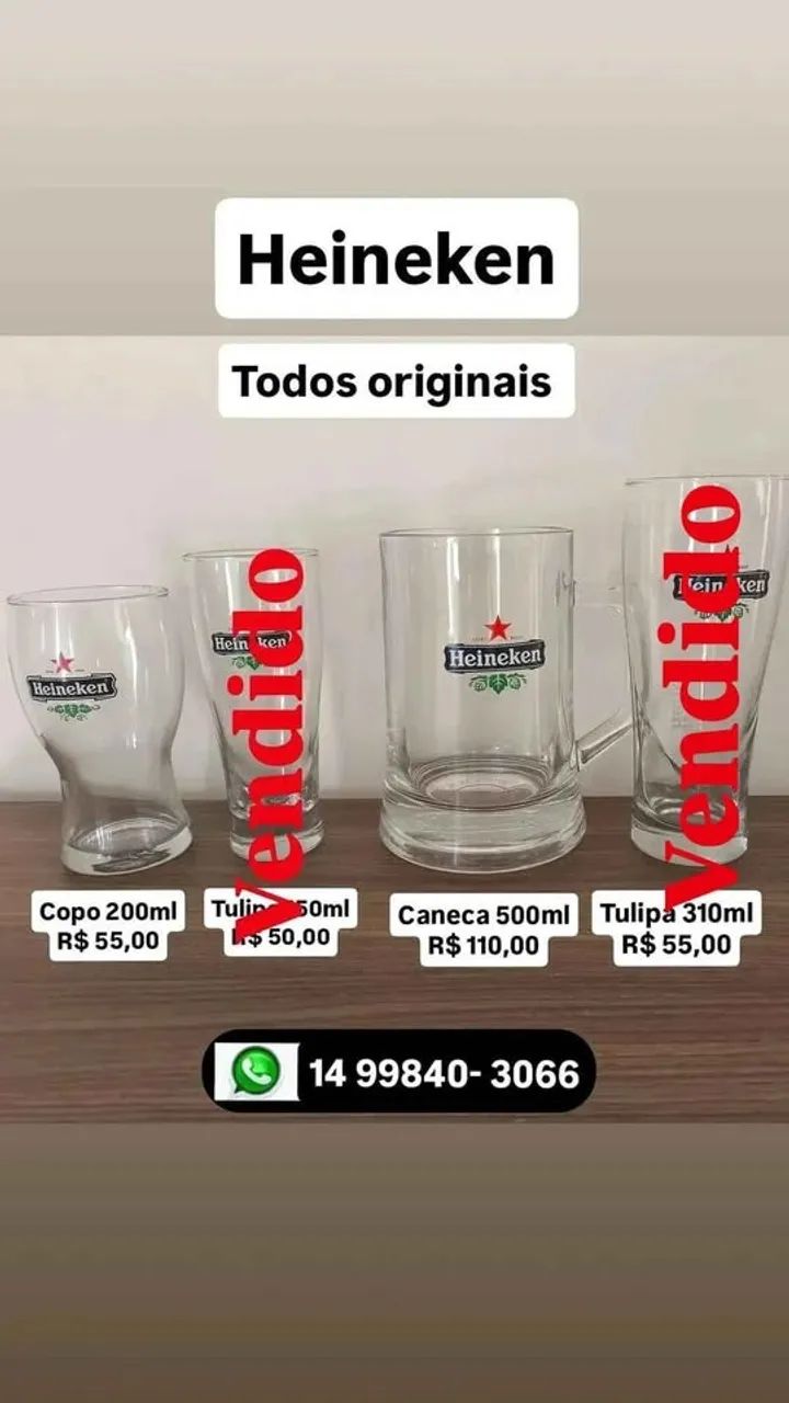 Copo e Caneca Heinken colecionaveis - para amntes da marca