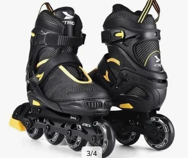 Patins Preto Amarelo Atrio Inline Regulável Tam 33-36 Abec7 M 70 Mm Preto - Foto 2