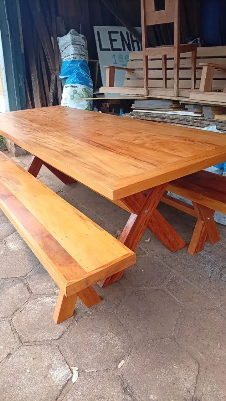 Mesa com bancos 100% peroba  - Foto 2