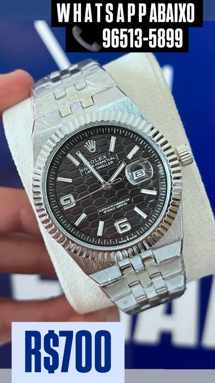 Relógio ROLEX AUTOMÁTICO MODELO LAND DWELLER MOSTRADOR PRETO 