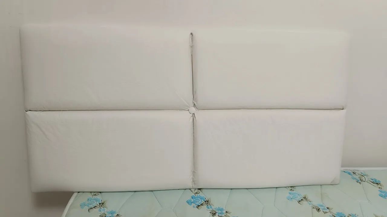 Cabeceira solteiro courino branco
