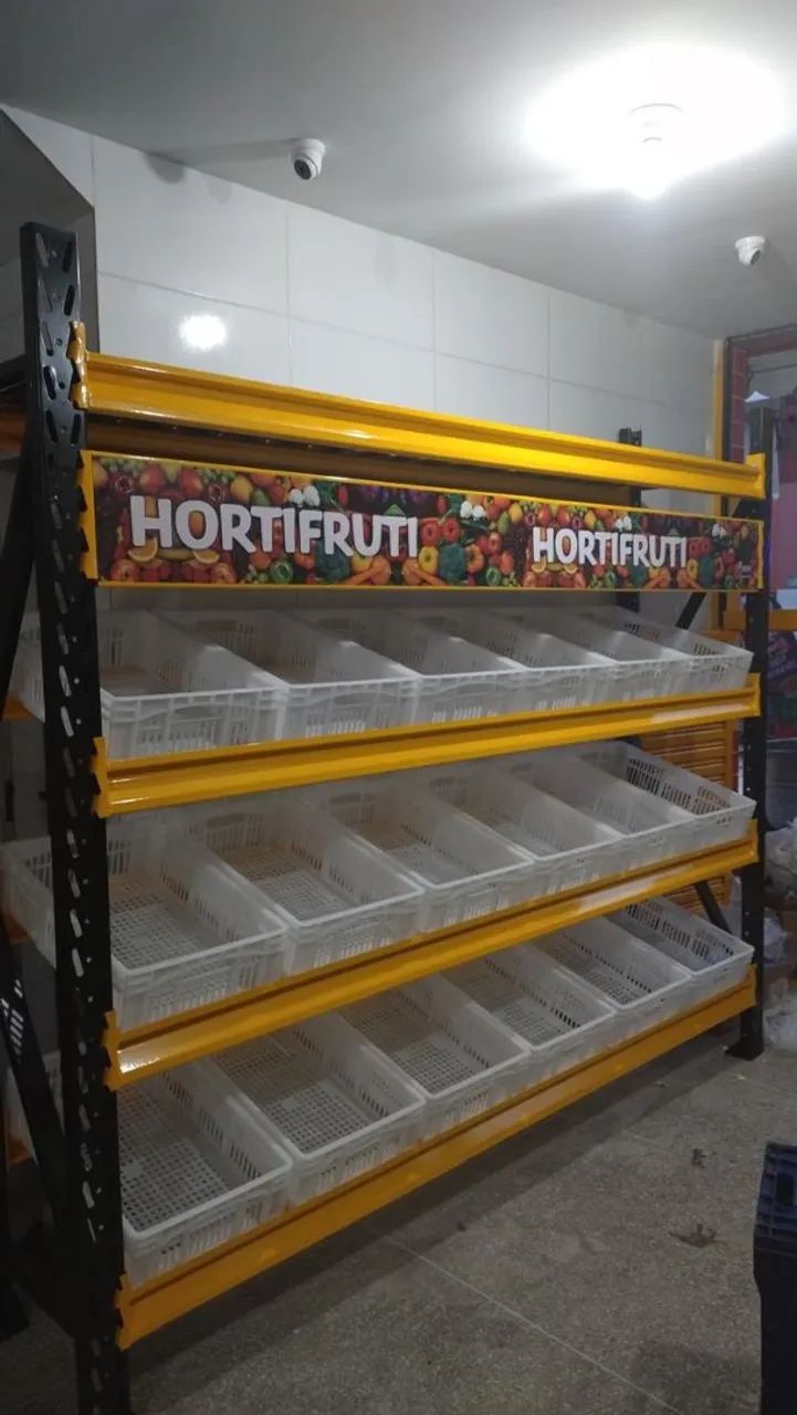 Verdureiro com Caixa Plástica para Hortifruti - Expositor de Mercado - Foto 3