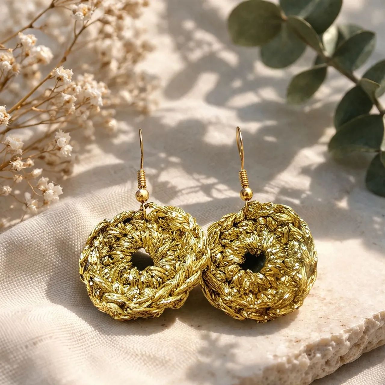Brincos de crochê Dourado ou Prata - Foto 4