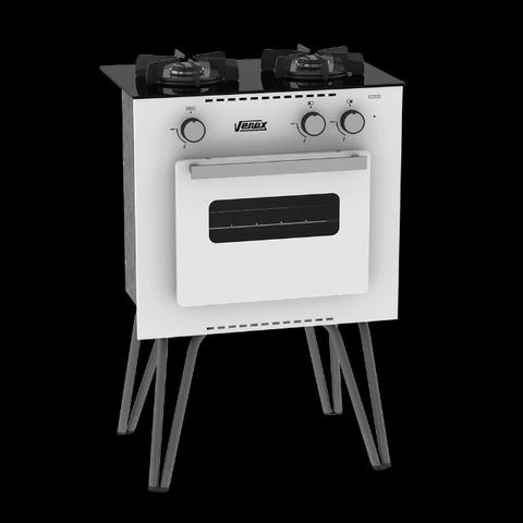 Fogão A Gás Portátil Mini Cook 2 bocas Com Forno Venax