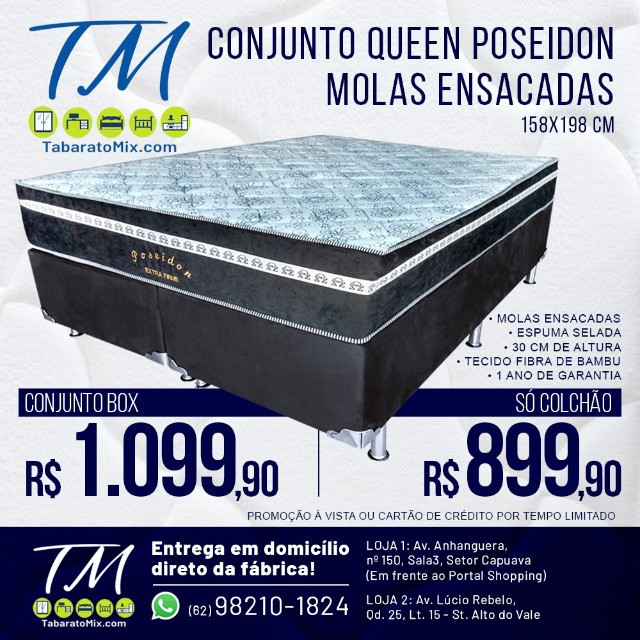 Conj. Base + Colchão Casal Queen 30CM Molas Ensacadas Omega ! 10X Sem Juros