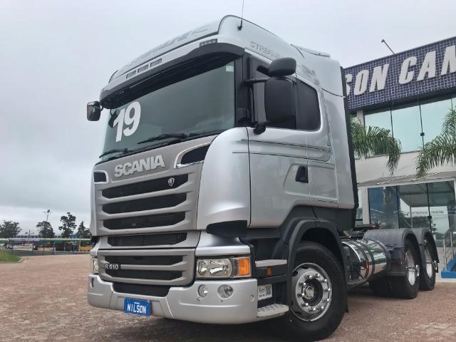 Scania R 510 6x4, 18/19, Higline Streamline, Freio Retarder - Top de Linha