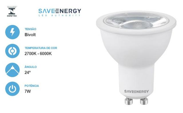 Lâmpada Dicroica MR16 GU10 4,8W Save Energy - Foto 3
