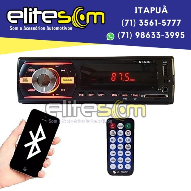 Aparelho Mp3 Bluetooth Fm Usb Sd instalado na Elite Som