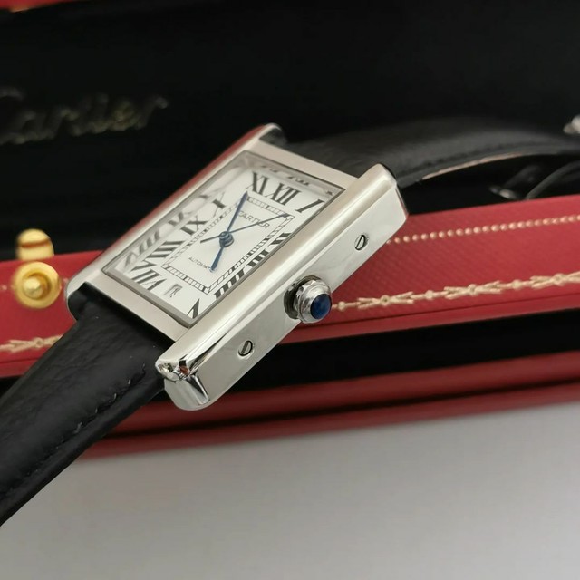 Relógio Cartier Tank em Couro Preto Automático Novo - Foto 3
