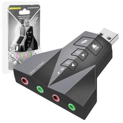 Adaptador USB Placa de Som 7.1 Fone Microfone 4 Saídas