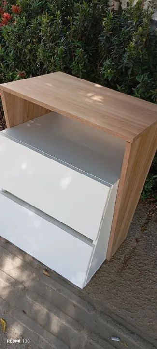 Gaveteiro de madeira branco com 2 gavetas - Foto 3