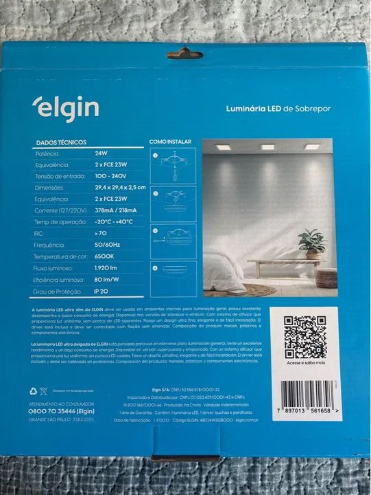 2 Luminárias LED Elgin 24W - Bivolt