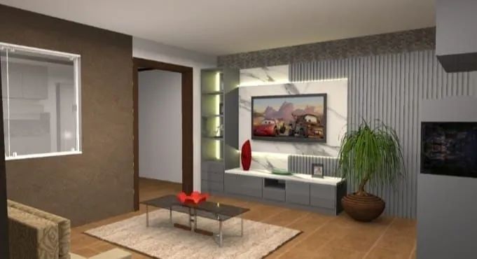 Rack de Parede Moderno com Painel de Madeira - Foto 3