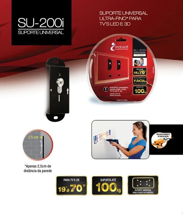 C006 - Suporte para Tv 19 a 70 polegadas Universal Modelo SU 200i parede  - Foto 3