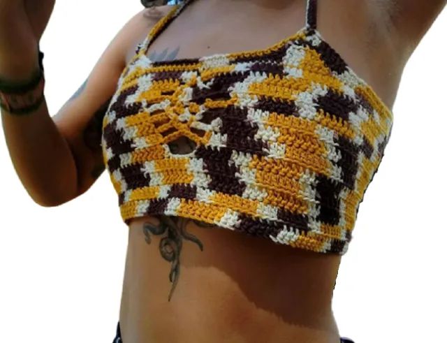 NOVO = cropped crochê P - tons