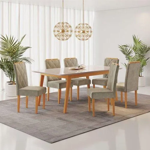 Conjunto Sala de Jantar Mesa Elegance com 6 Cadeiras