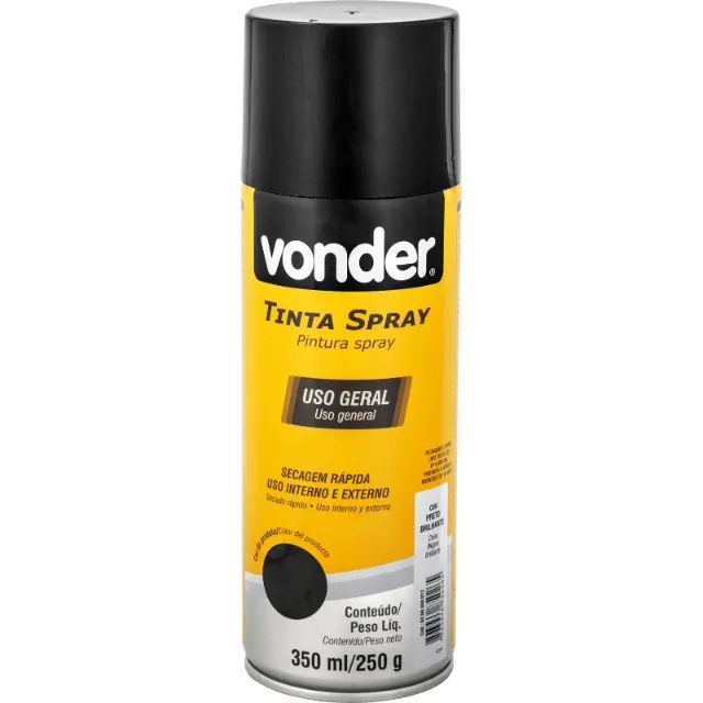 Tinta em spray aerossol 350 ml/250 g para pintura, uso geral - Vonder