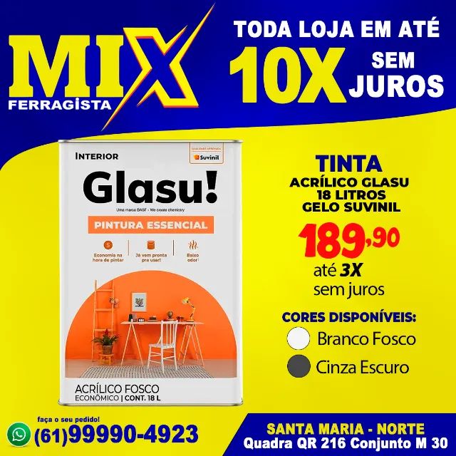 Tinta Acrílico Glasu 18 Litros Suvinil