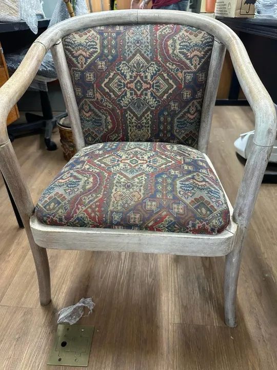 Wooden Chair with Patterned Upholstery