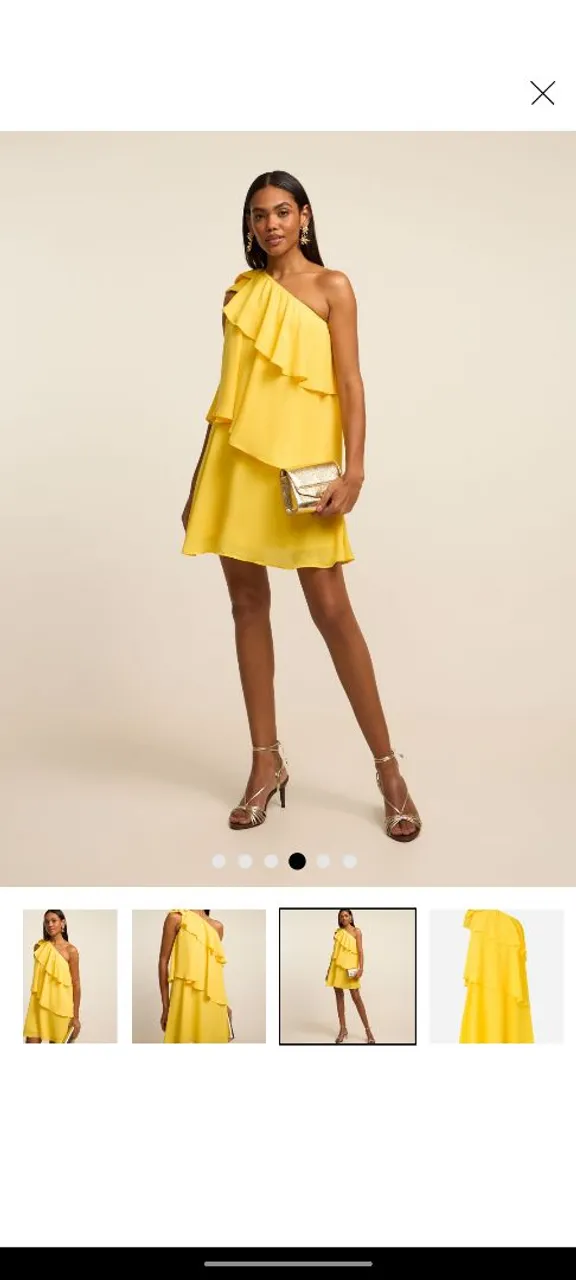 Vestido Amarelo Festa com Detalhe de Babado
