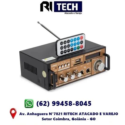 Amplificador Áudio Receiver 200w Bluetooth Usb Fm Karaokê Módulo