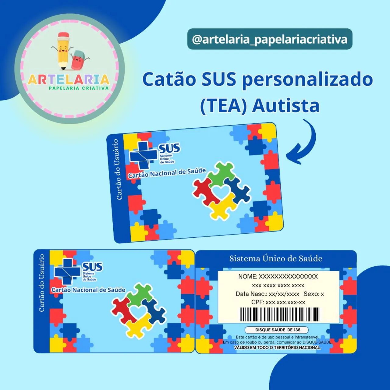 Cartão do SUS personalizado (Personalização para adulto e infantil) - Foto 5
