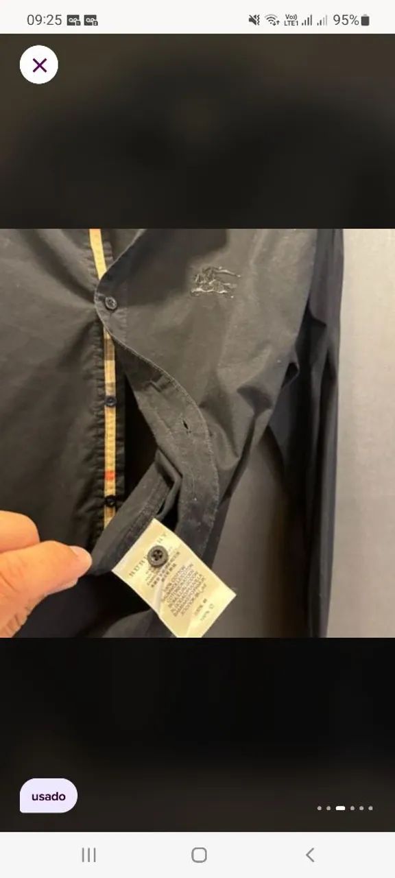 Camisa Social Preta Manga Longa Burberry  - Foto 4