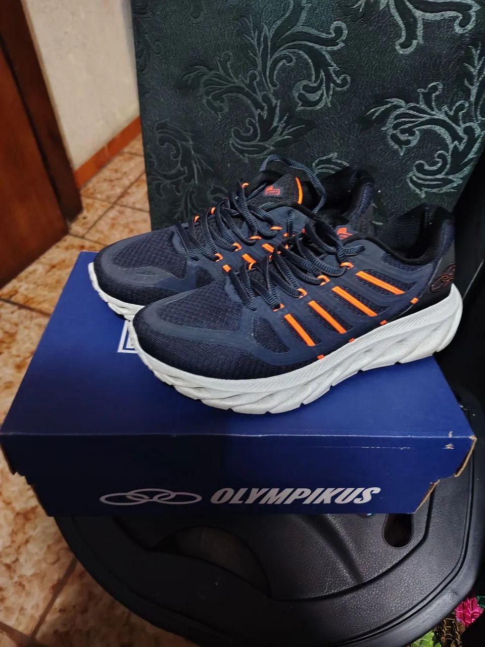Tênis Olympikus Azul com Detalhes Laranja - Foto 3