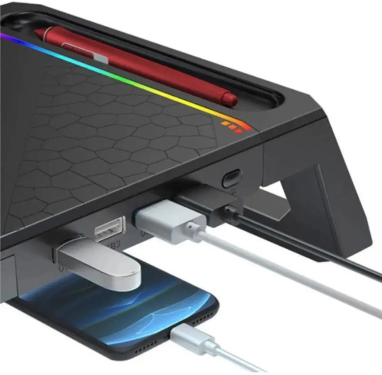 Base / Suporte Monitor Elevado C/ Usb Rgb Tv Monitor Gamer  - Foto 5