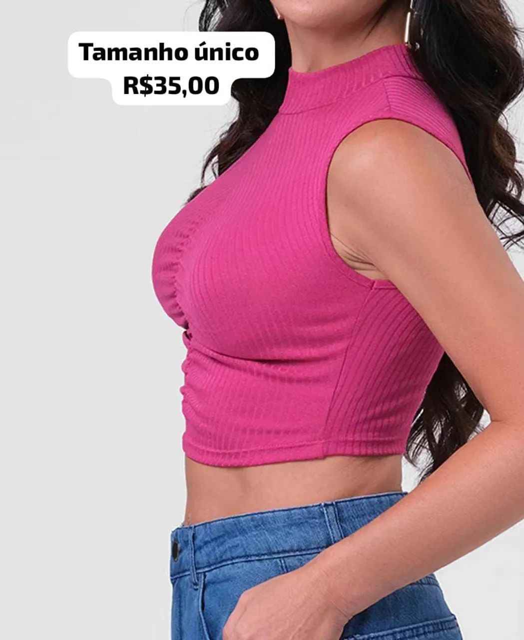 Top rosa feminino tamanho único - Foto 3