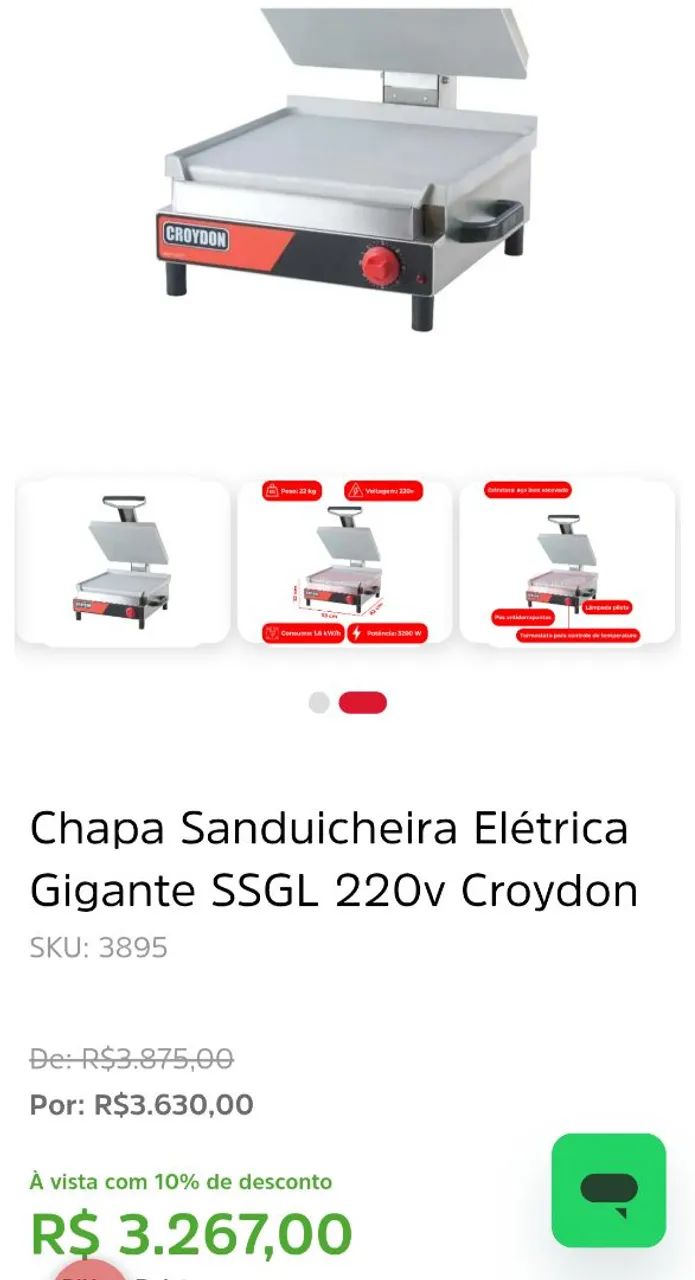 Sanduicheira/Grill Croydon SSGL Industrial,3200V/220V - Foto 2