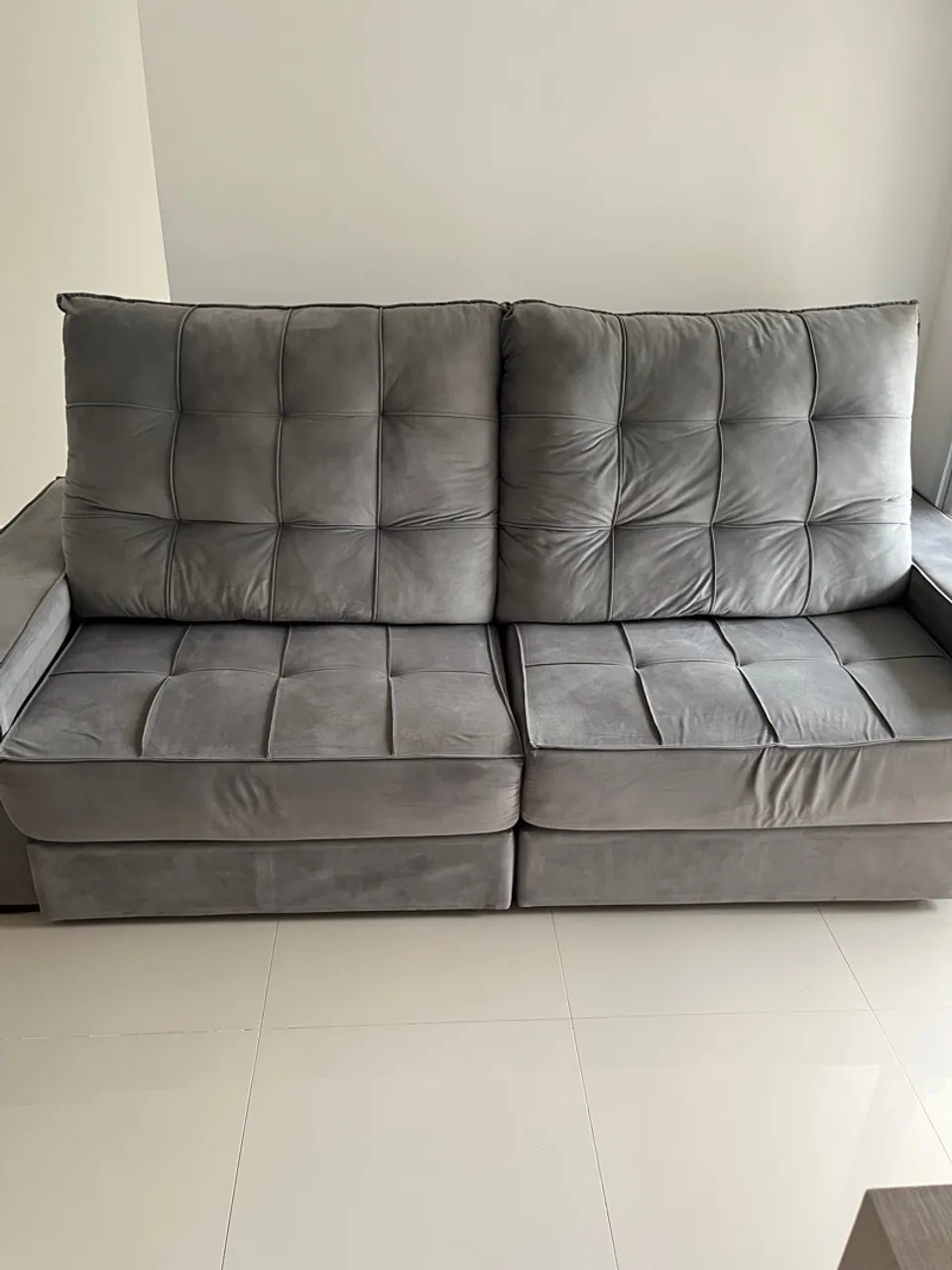 Sofá Retrátil e Reclinável com Molas - 2,50m x 1,30m (Cinza)