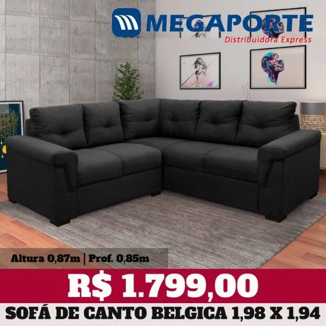 Sofá de Canto em L com 6 Almofadas (Novo) Entrega Grátis!  - Foto 2