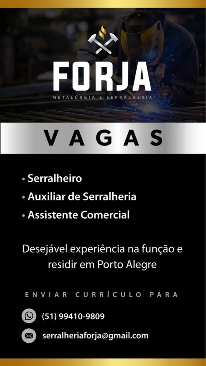 Vaga para serralheiro 