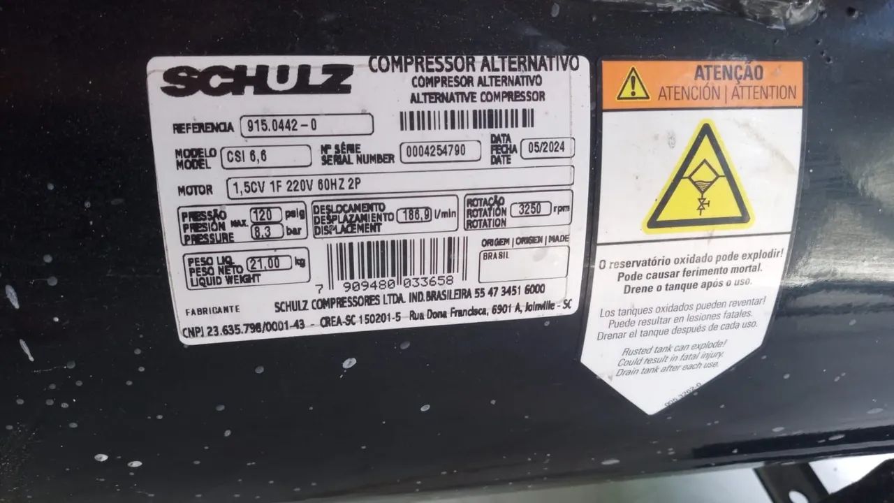Compressor de ar Schulz Prático 1,5hp 20 Litros - Foto 4