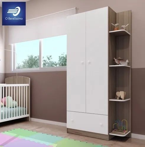 Guarda-Roupa Infantil 2 Portas 1 Gaveta