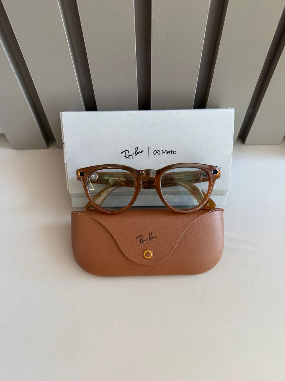 Rayban Meta caramelo com lente transvision