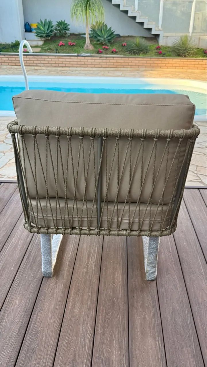 Poltrona em corda nautica com assento Aquablock toque em linho  - Foto 2