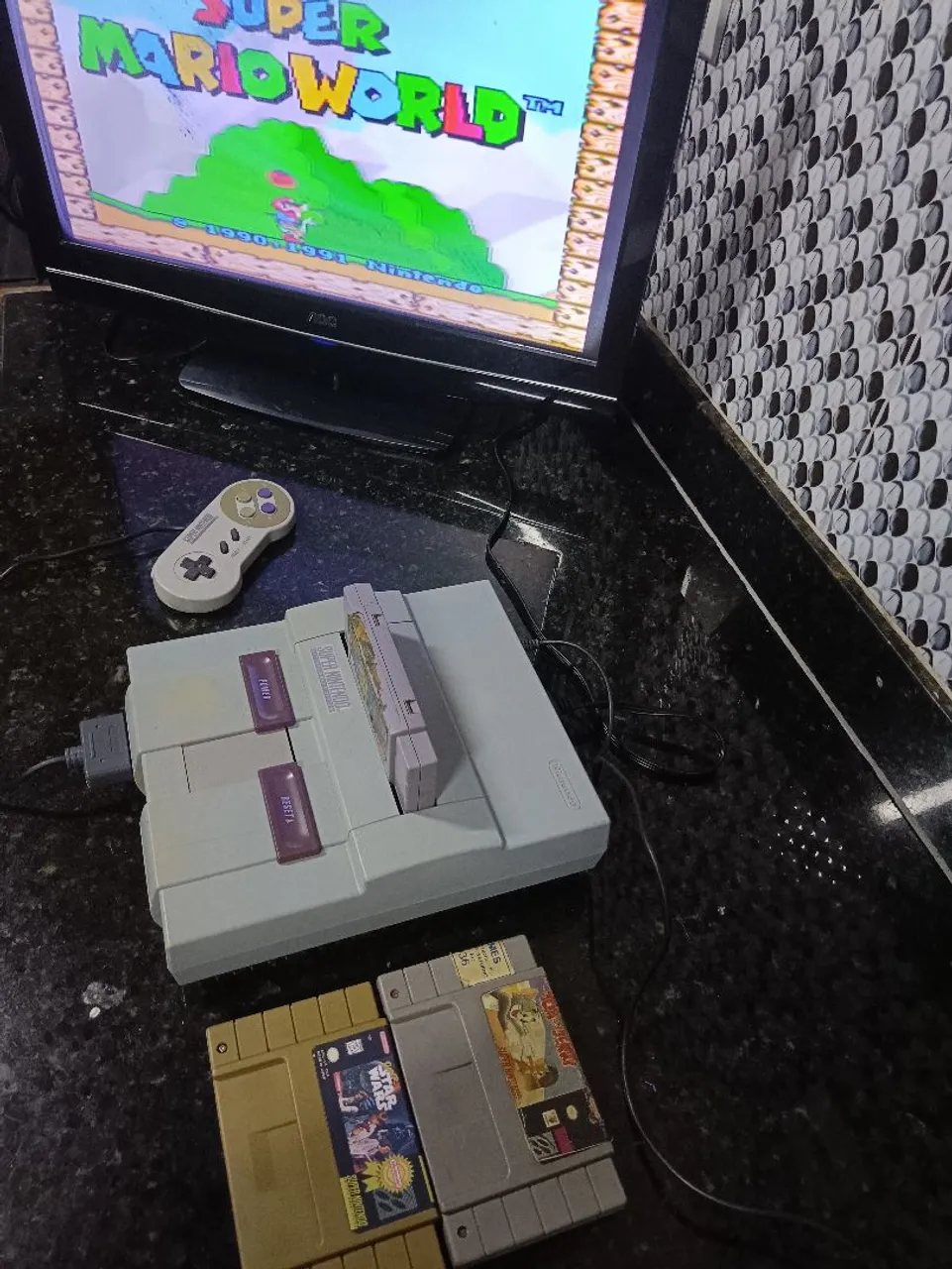 Super Nintendo com Jogos - Super Mario World