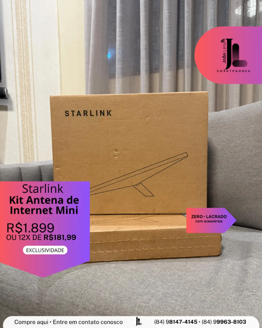 STARLINK KIT DE ANTENA DE INTERNET MINI, LACRADO, EXCLUSIVIDADE!