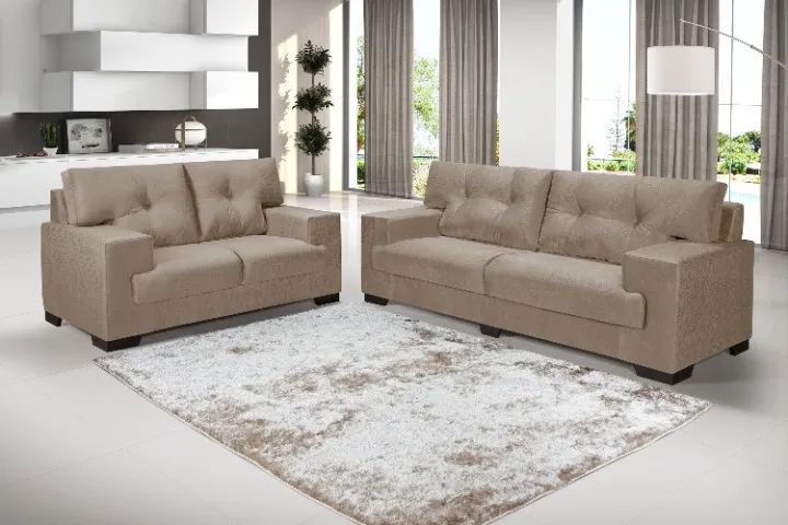 CONJUNTO DE SOFÁ 2 E 3 LUGARES COM ALMOFADAS EM FIBRA SILICONADA   - Foto 3