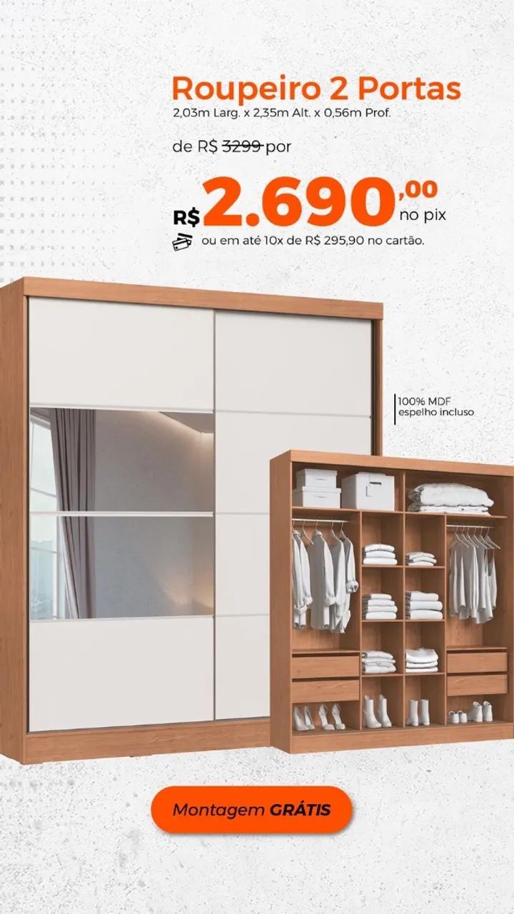 Guarda-roupa novo 100% MDF  - Foto 2