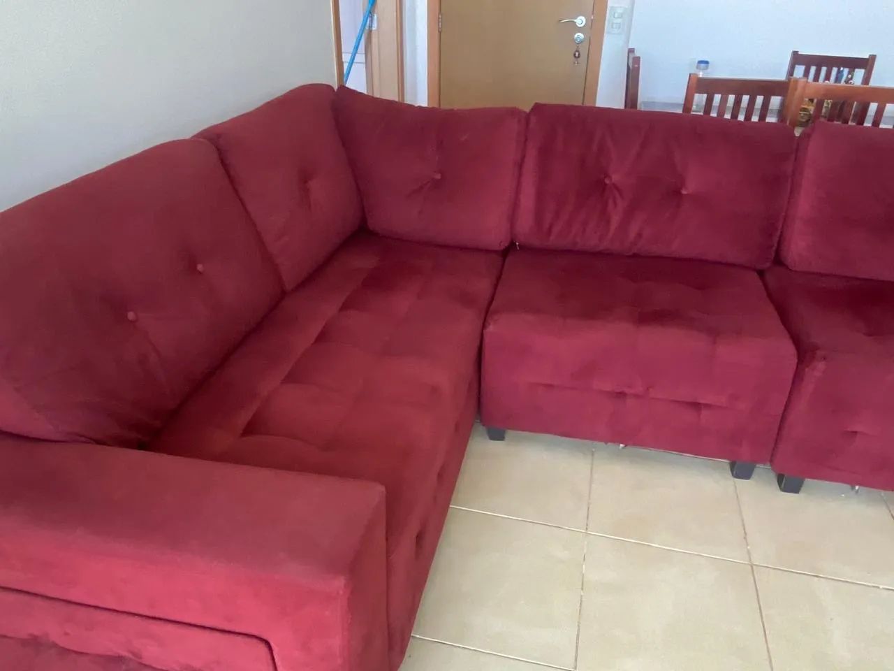 Sofá de Canto Vermelho Elegante65104746488193120