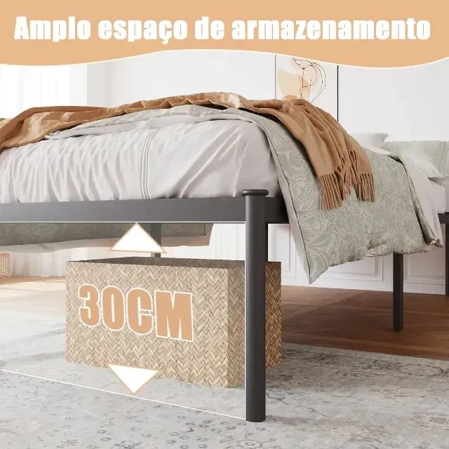 Estrutura De Cama De Metal, Solteiro - Foto 2
