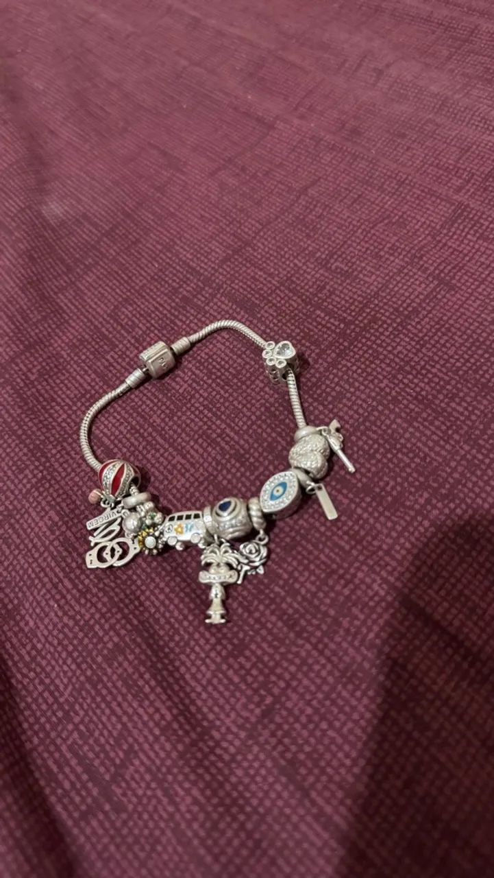 Pulseira de Berloques / Pandora e vai com os berloques prata 925 - Foto 2
