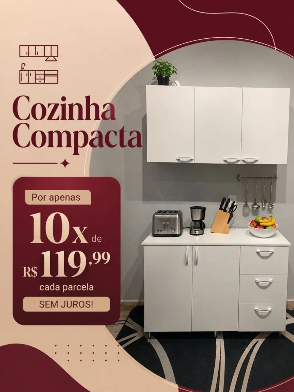 Armário suspenso e balcão em mdf entrega grátis 