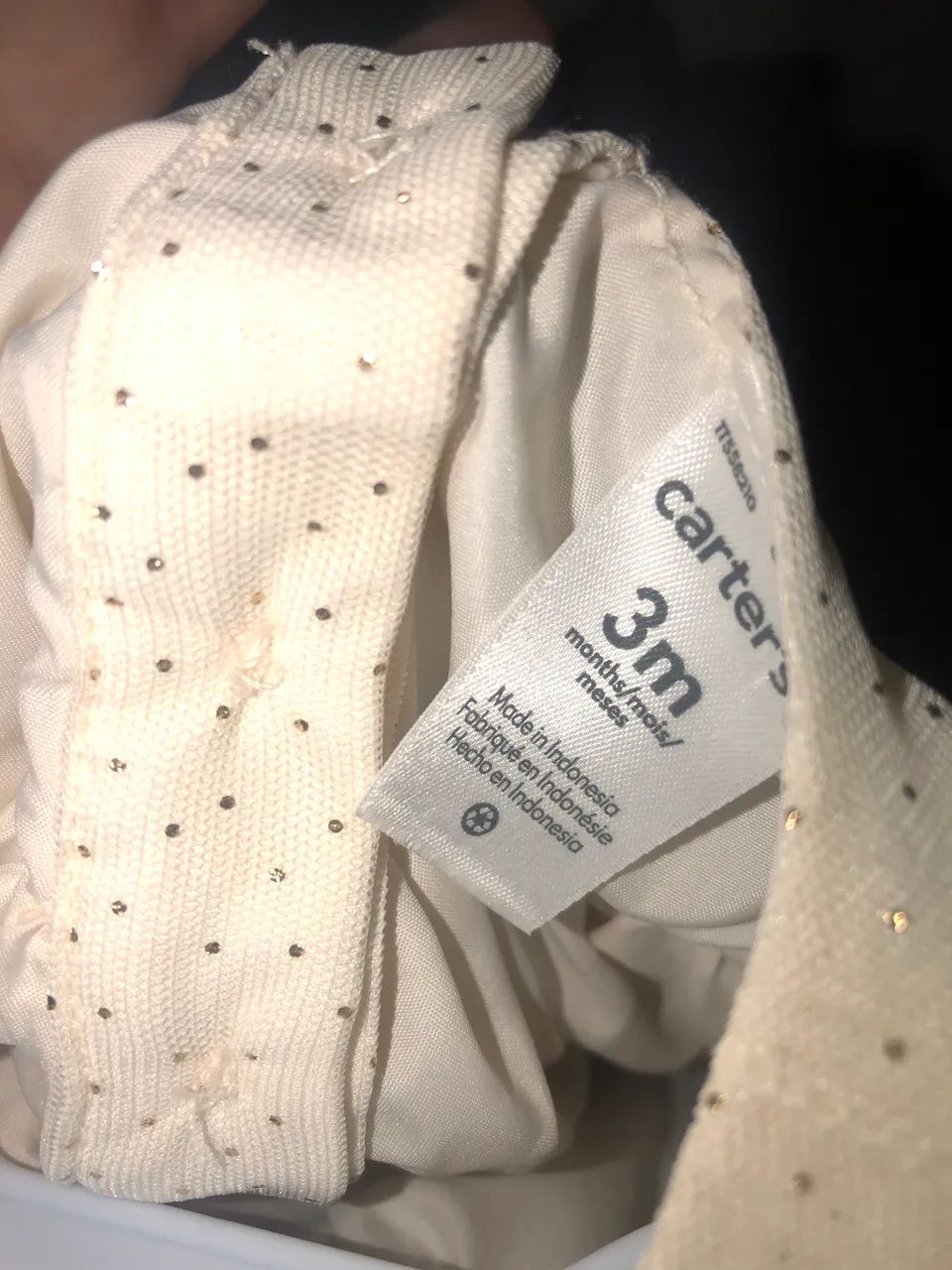 Vestido modelo evasê com tule de poá bege Carter?s, 3M usado apenas uma vez  - Foto 4