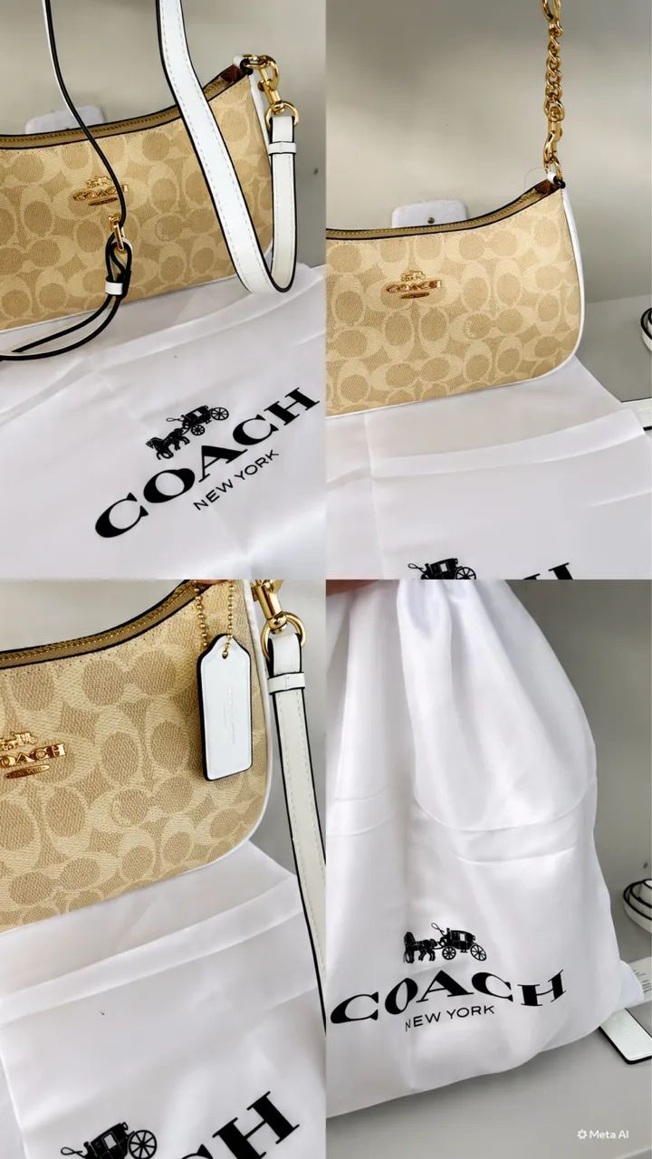 Bolsa Coach Teri bege e branco - Foto 2